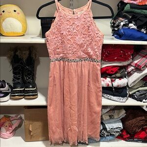 Elegant Blush Lace Kids Dress